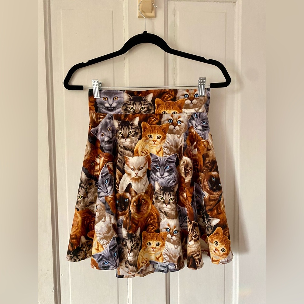 All-over cat print skirt